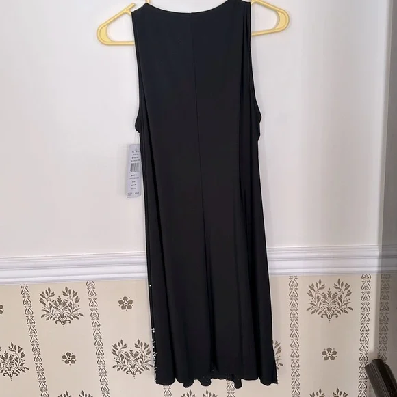 NWT MSK Sleeveless Beaded Black Shift Cocktail Dress M Evening Stretch - Picture 7 of 8
